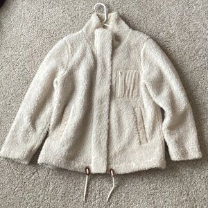 Madewell Cream Fuzzy Zip-up Jacket